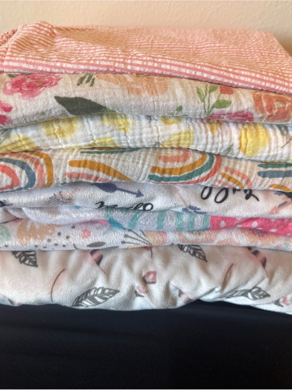 Soft Floral Cotton Quilt in Pink, Yellow, Green and Coral Smoke/Pet free home